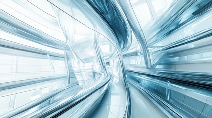 Obraz premium Futuristic Architectural Design: Abstract Blue Glass Tunnel