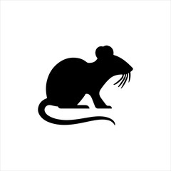 Natural black Rat silhouette icon vector flat design.