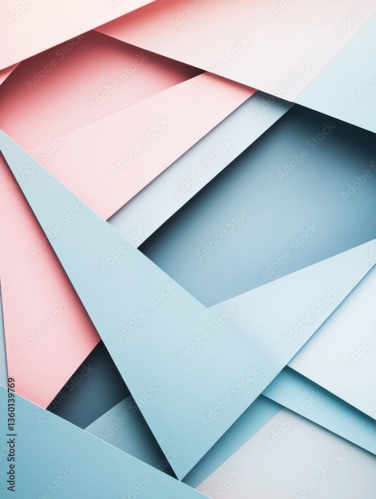Poster Stylish abstract background featuring layered geometric shapes and soft pastel tones with deep shadows in a modern design Generative AI