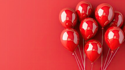Red balloons bunch celebration background