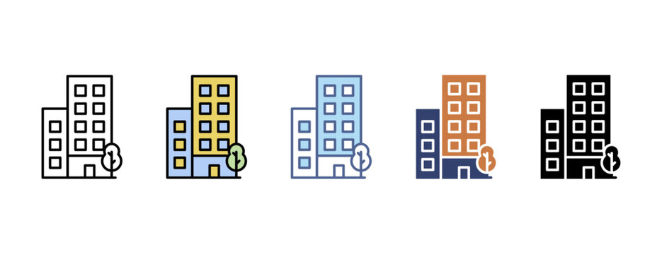 School icon with multiple style