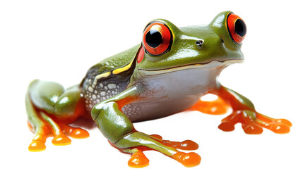 Fototapeta premium Vibrant Green and Orange Tree Frog