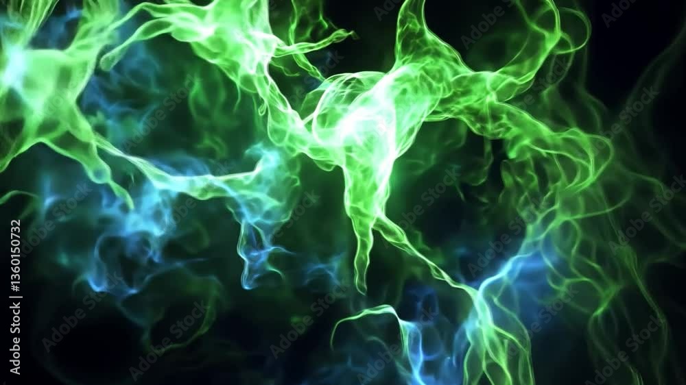 Wall mural vivid abstract energy flow in neon colors, dynamic light effects creating movement and depth in a ca