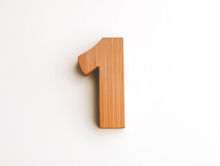 Minimalist wooden number one with a smooth surface.
