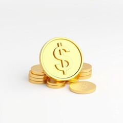 Golden Coins and Dollar Sign: Wealth, Finance, and Prosperity