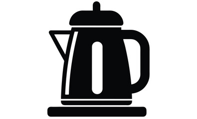 Electric kettle front view silhouette, Electric kettle silhouette vector, kettle icon vector 