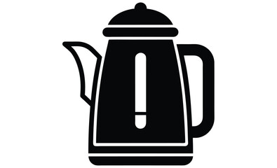 Electric kettle front view silhouette, Electric kettle silhouette vector, kettle icon vector 
