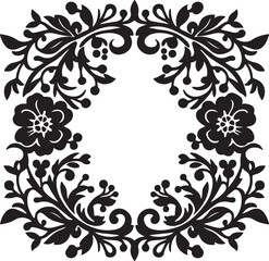 floral square border frame silhouette design vector illustration
