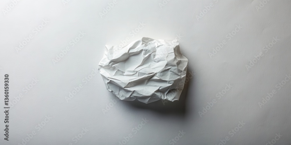 Aufkleber A Single Crumpled Sheet of White Paper on a Plain Background