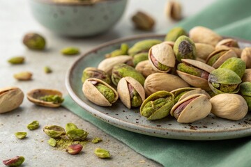 Close-up of pistachio nuts in shell 