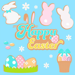 Cute Easter Cookies and Eggs Illustration