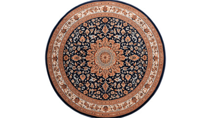 Obraz premium Overhead shot of an ornate round rug with floral patterns