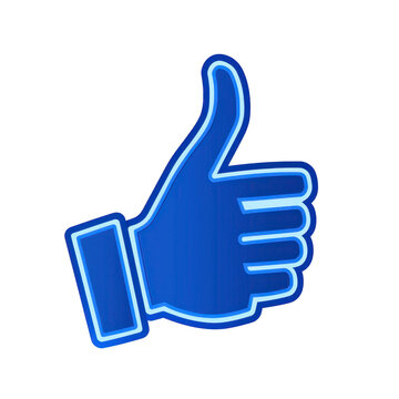 recommend clip art: A blue thumbs up icon with glowing outline symbolizes approval or agreement. design is simple and modern, often used in digital communication to express positive reaction.blue thumbs up icon