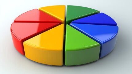 High-resolution D marketing pie chart  A realistic, detailed pie chart used for advertising analytics.