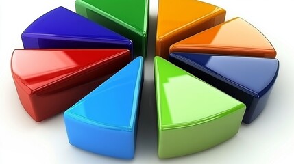 Fototapeta premium Split-section D pie chart A dynamic, exploded-view pie chart with each segment floating separately.
