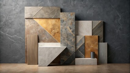 Abstract Composition of Textured Surfaces and Geometric Forms