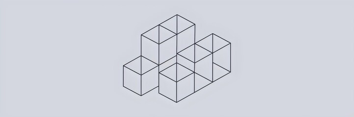 Minimalist isometric blocks on purple background with upward tilt