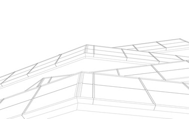 Futuristic Architecture Sketch - Abstract Building Facade - Geometric Perspective - Vector Illustration