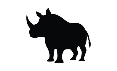 Wild rhino side view silhouette, rhino silhouette vector, rhino icon vector wildlife animal