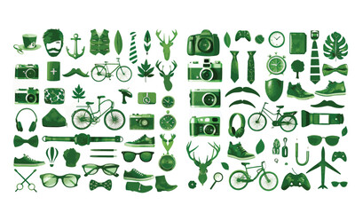 Retro hipster icons and elements for vintage design and decor