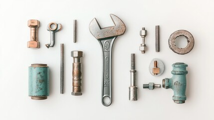 Fototapeta premium Assorted tools on white background