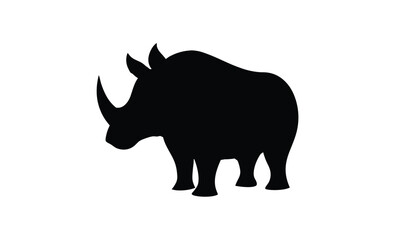 Wild rhino side view silhouette, rhino silhouette vector, rhino icon vector wildlife animal