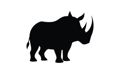 Wild rhino side view silhouette, rhino silhouette vector, rhino icon vector wildlife animal