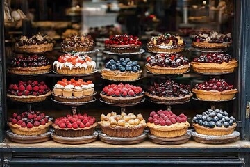 Parisian Pastry Shop Window Display.