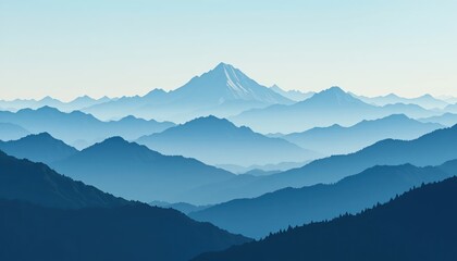 Breathtaking mountain range view nature landscape early morning light serene environment panoramic perspective tranquility and stillness