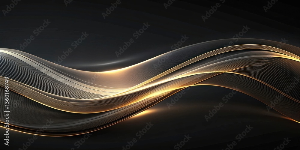 Aufkleber abstract dark background with golden waves and lines