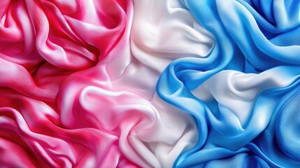Obraz premium Abstract silk fabric folds in vibrant pink and blue. Colorful textile texture. Possible use Fashion design inspiration