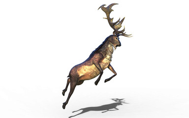 3d illustration of Majestic Leap of the Giant Deer
