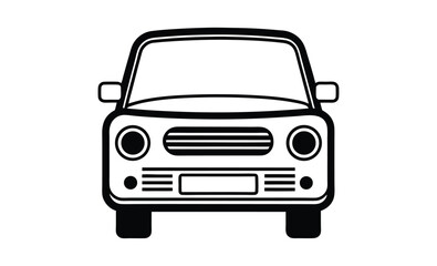 Car radio front view silhouette, Car radio icon, Walkie-talkie, Radio station, Black silhouette, Horizontal front view, Vector simple flat graphic illustration, Isolated object on a white background