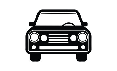 Car radio front view silhouette, Car radio icon, Walkie-talkie, Radio station, Black silhouette, Horizontal front view, Vector simple flat graphic illustration, Isolated object on a white background