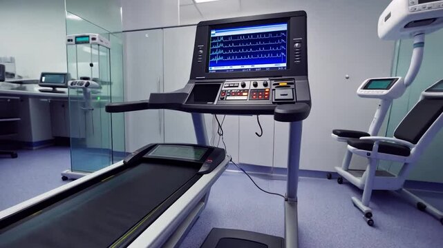 Medical treadmill in clinical testing room
