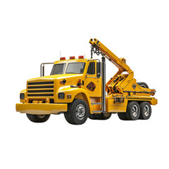 Fototapeta premium A Yellow Tow Truck with Crane Isolated on Transparent Background