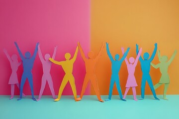 Colorful Paper People Celebrating Teamwork and Success1