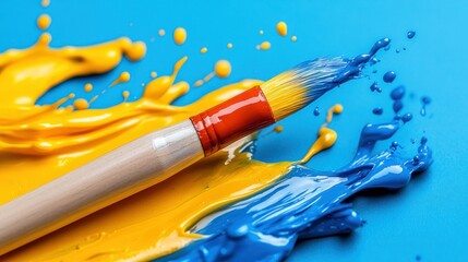 Obraz premium Vibrant paint splashes and brushstrokes