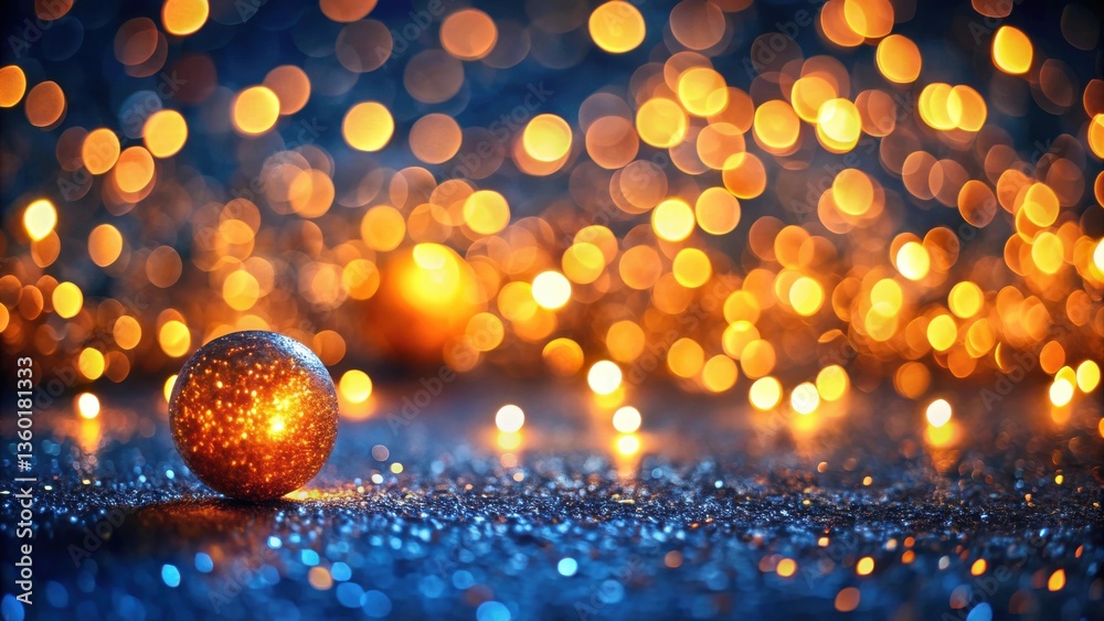 Aufkleber Glimmering Orb on a Sparkling Surface with Warm and Cool Light Bokeh