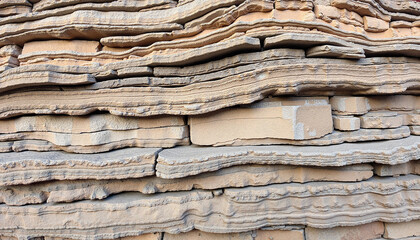 Striated rock layers displaying natural textures  