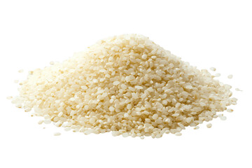 A mound of short grain rice displayed isolated on transparent background
