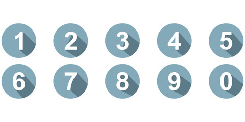 simple round numbers icon set of 0 to 9. number on outline circle vector illustration. 