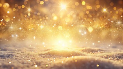 A Sparkling Winter Wonderland Scene with Golden Lights and Glittering Snow Drifts