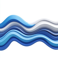 Fototapeta premium 3D Plasticine Wavy Line, Gradient Blue and Silver.