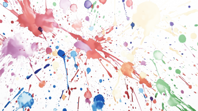 Multicolored paint splashes, splattered paint spots