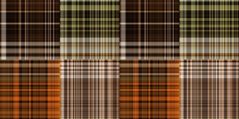 Warm fall gingham tartan check seamless border pattern. Woven classic variegated ombre check ribbon trim. Repeatable banner for washing tape and for fashion edging design