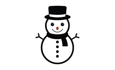 Happy snowman with hat silhouette, Christmas snowman silhouette vector 