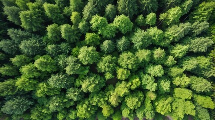 上空から見下ろした森、森林、ドローン撮影、自然