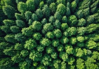 上空から見下ろした森、森林、ドローン撮影、自然