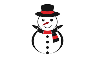 Happy snowman with hat silhouette, Christmas snowman silhouette vector 